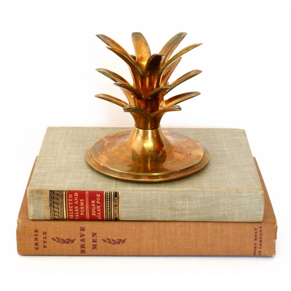 Vintage Brass Pineapple Top Candle Holder